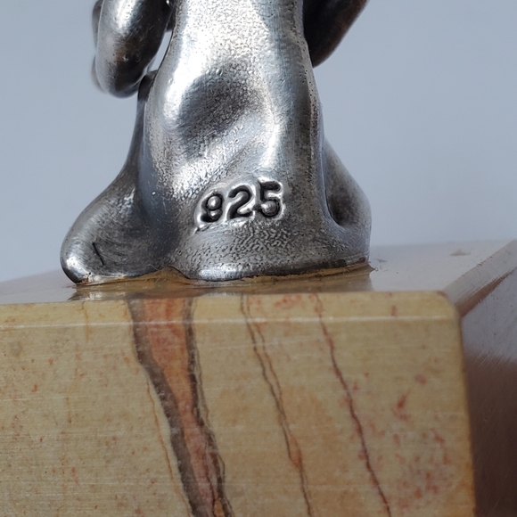 Vintage Sterling Silver Ben Zion Fiddler Sculpture on Marble Base Israel 1960s - Picture 8 of 10